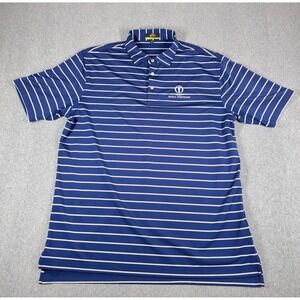 The Open 148th Royal Portrush Shirt Mens XL Blue Navy Striped Golf Polo Pullover